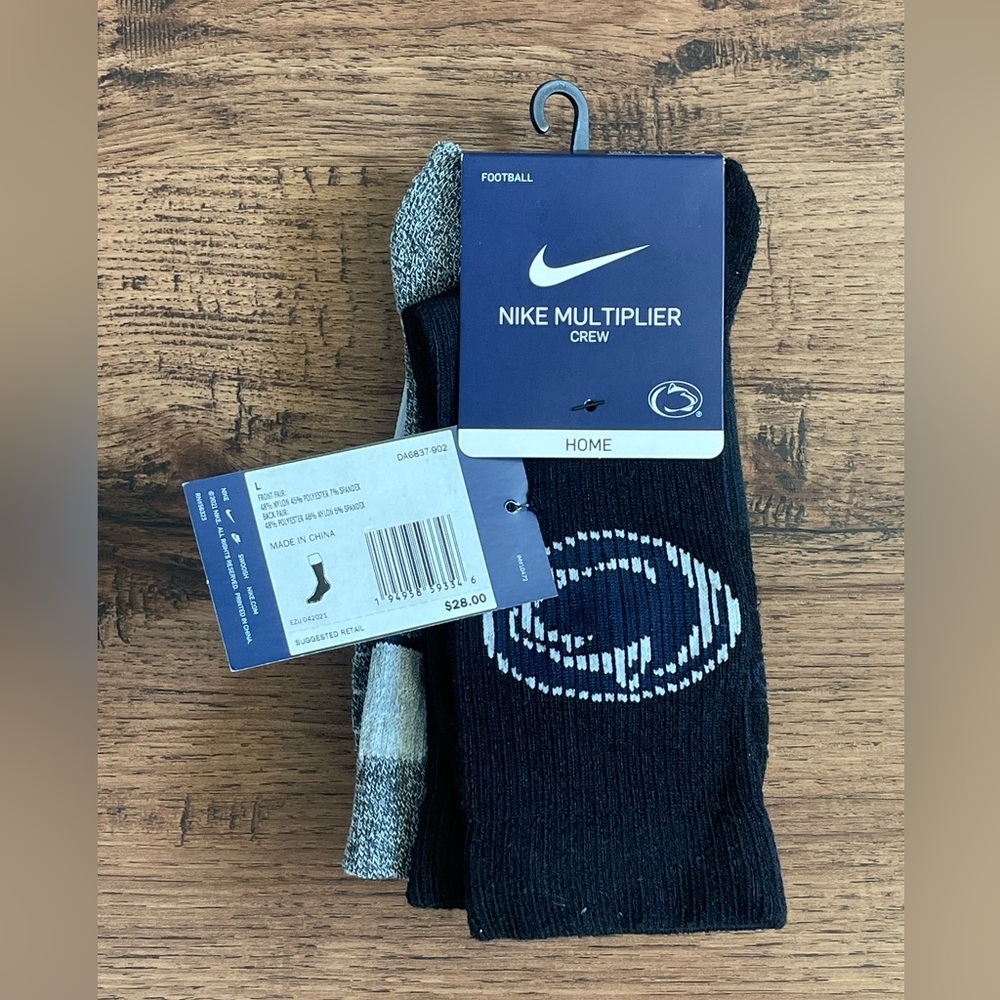 Nike Multiplier Penn State Crew Socks (size mens L 8-12 & XL 12-15)